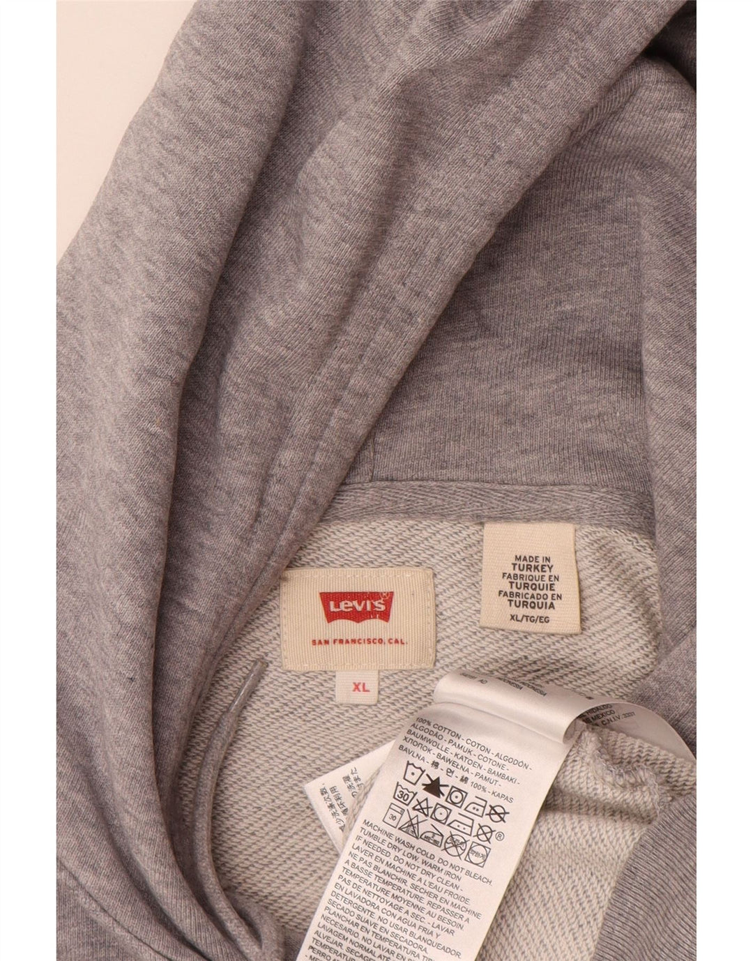 Moletom com capuz gráfico masculino Levi's XL cinza algodão