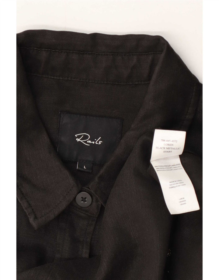 Camisa gráfica feminina Rails UK 16 grande preta Lyocell