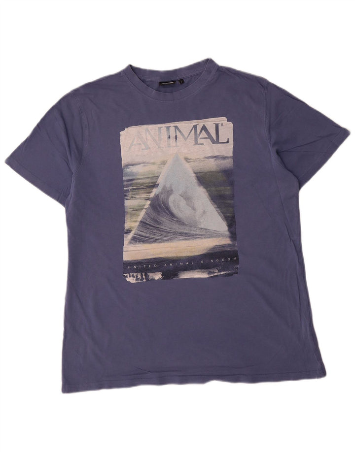 Camiseta Animal Masculina Gráfica Top Médio Algodão Azul
