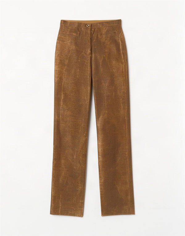 Calça casual feminina vintage cintura alta IT 42 médio W26 L31 marrom