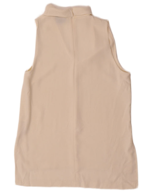 Blusa feminina sem mangas Topshop UK 10 pequena poliéster branco