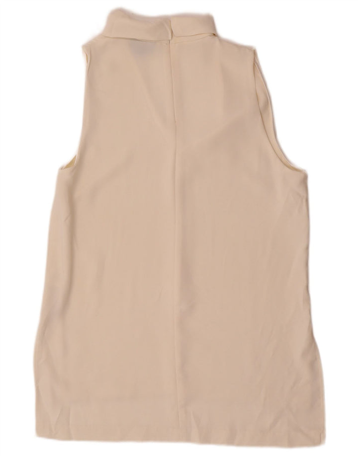 Blusa feminina sem mangas Topshop UK 10 pequena poliéster branco