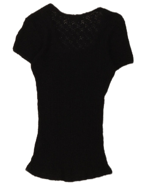 Blusa feminina de renda Guess UK 12 médio preto floral