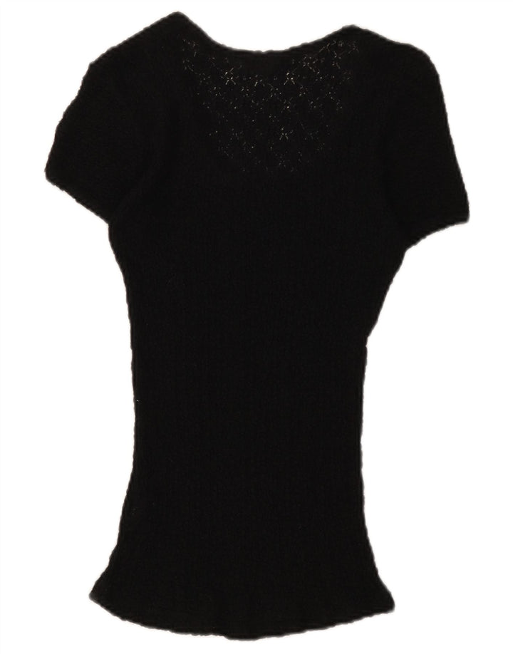 Blusa feminina de renda Guess UK 12 médio preto floral
