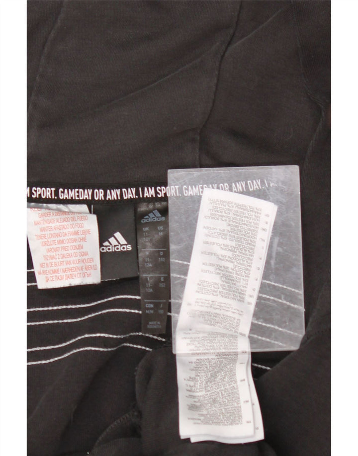 ADIDAS Suéter com capuz feminino com zíper 11-12 anos algodão preto