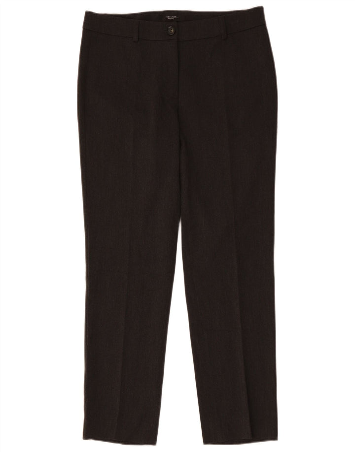 Calça feminina de fim de semana reta MAX MARA Reino Unido 12 médio W32 L28 cinza