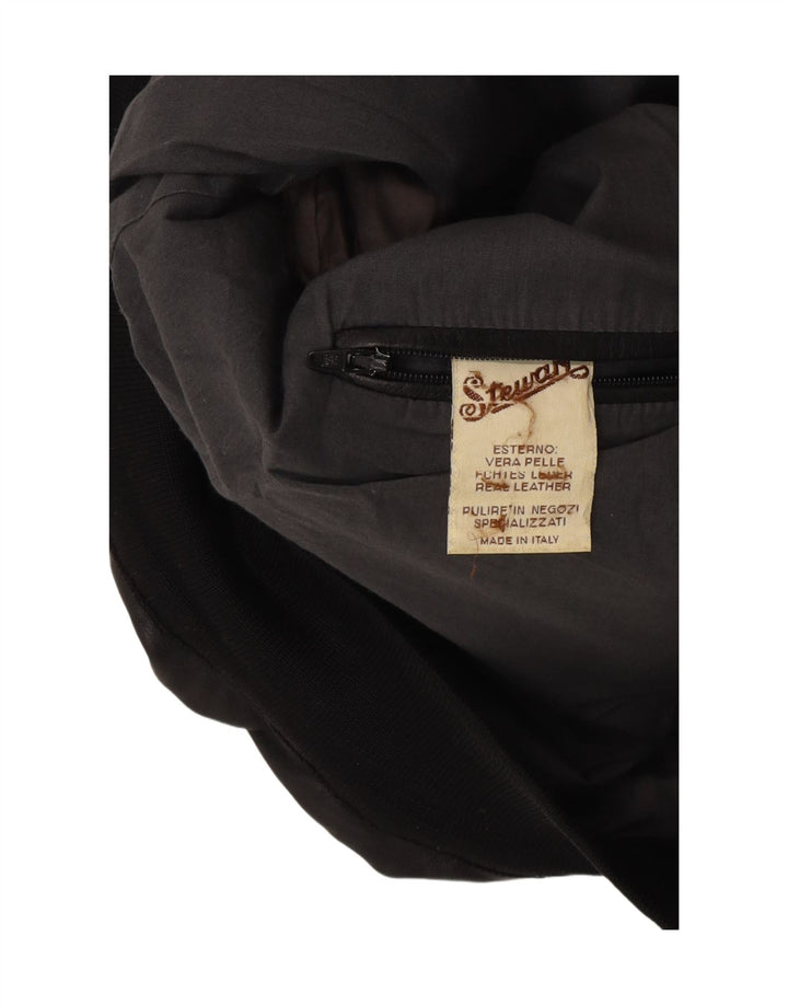 Jaqueta feminina de couro bomber Stewart UK 20 2XL motociclista de couro preto