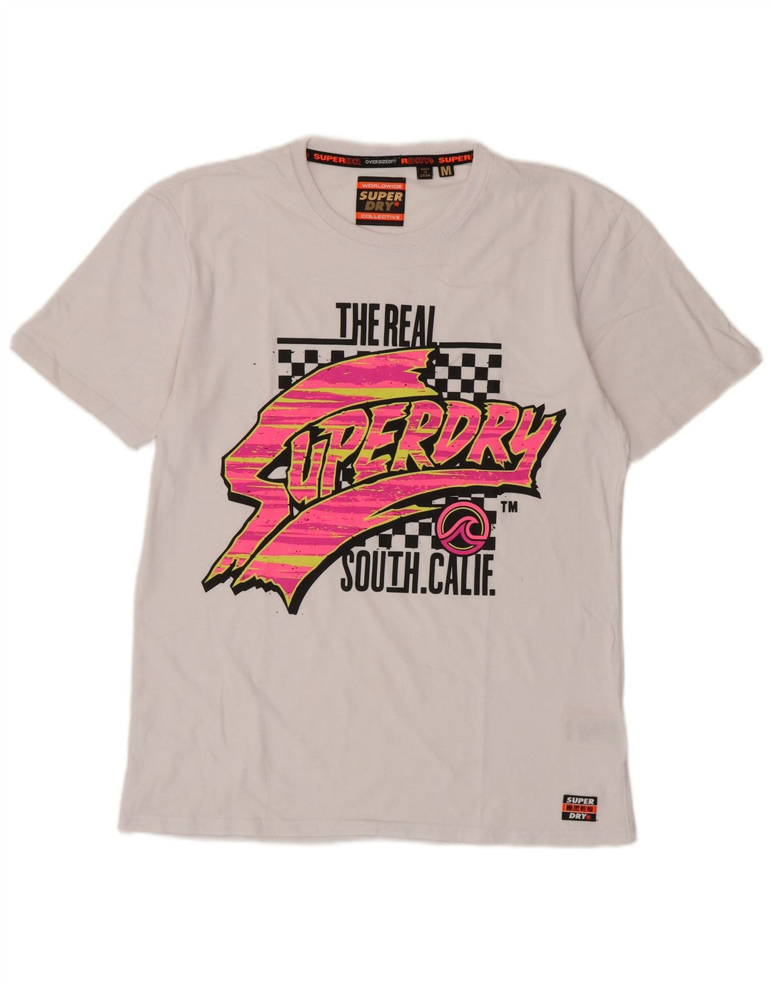 Camiseta gráfica masculina Superdry Top médio algodão branco