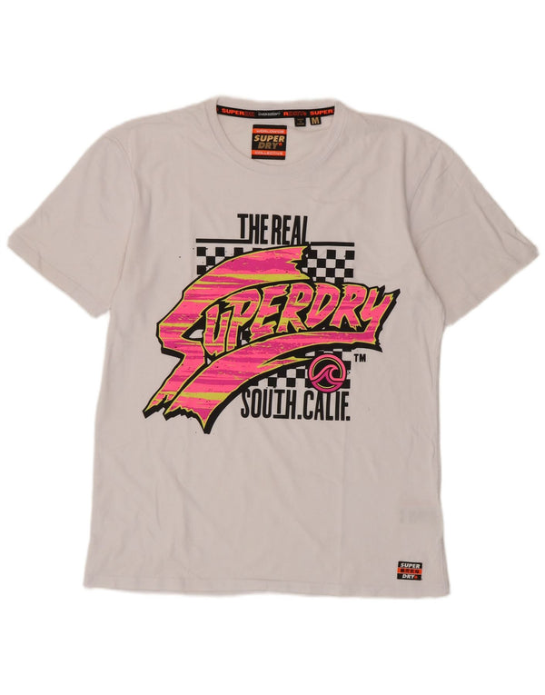 Camiseta gráfica masculina Superdry Top médio algodão branco