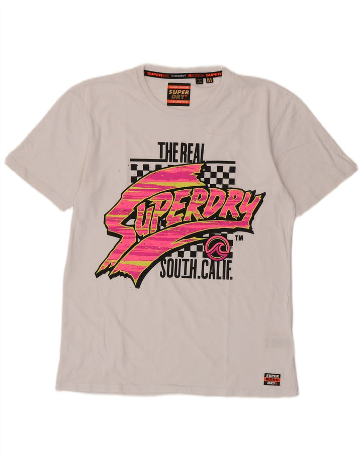 Camiseta gráfica masculina Superdry Top médio algodão branco