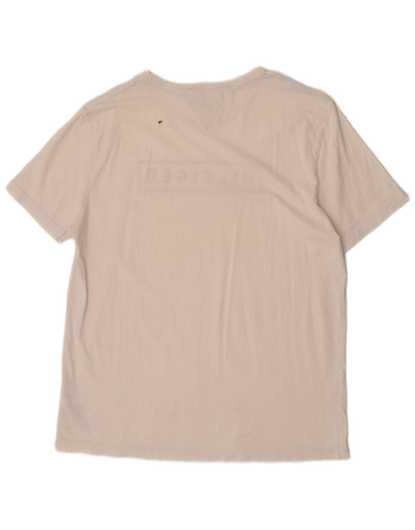 Camiseta masculina Tommy Hilfiger Regular Fit gráfica top 2XL algodão branco