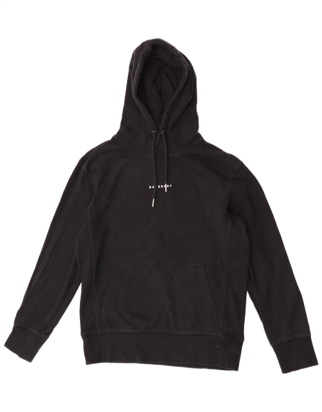 Superdry moletom com capuz masculino médio algodão preto