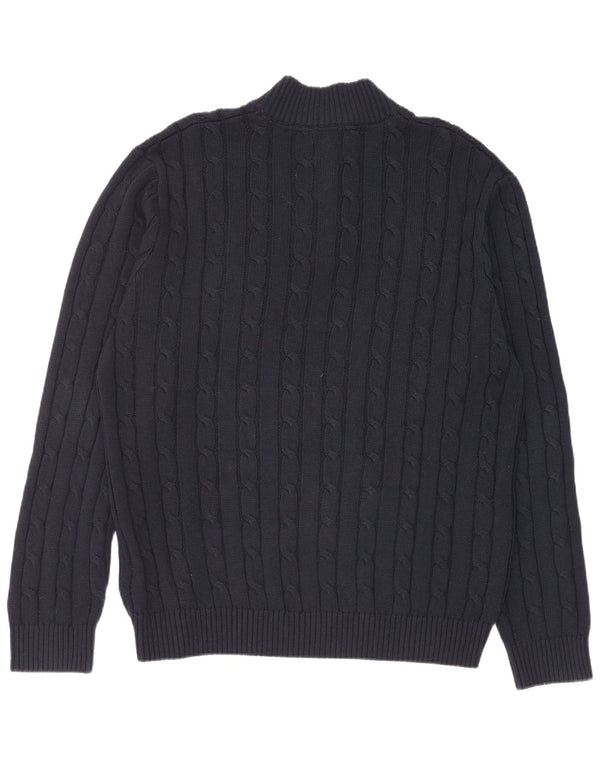 Suéter masculino Crew Clothing com zíper e gola 2XL algodão azul marinho