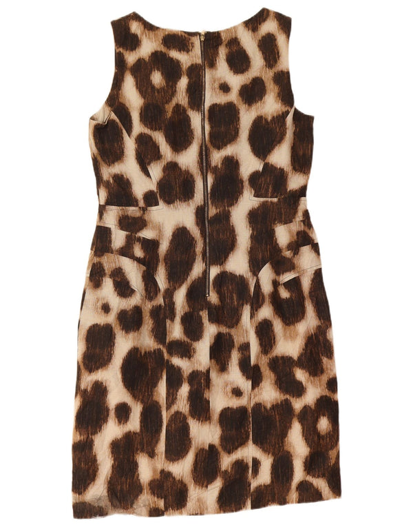 Vestido feminino Calvin Klein sem mangas com bainha UK 12 marrom médio estampa animal