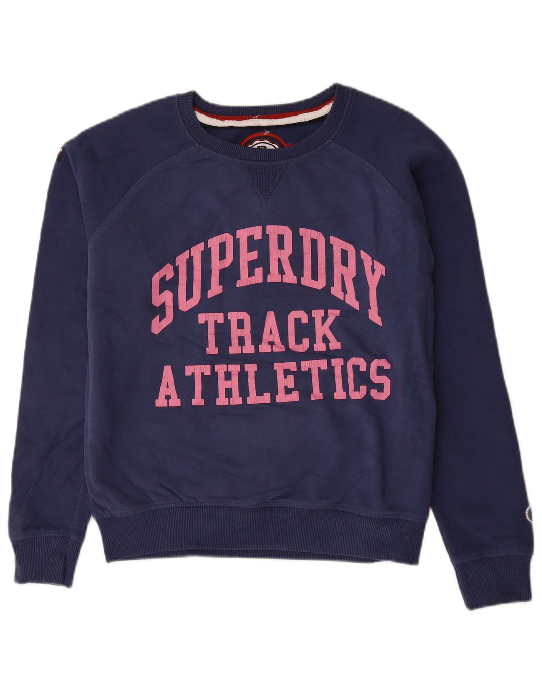 Superdry feminino gráfico oversized moletom jumper UK 14 médio azul marinho