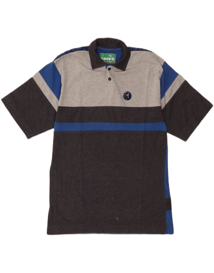Camisa polo masculina Diadora cinza médio algodão colorblock