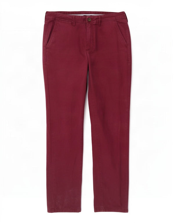 Calças Chino masculinas Slim Fit W36 L33 Algodão Borgonha