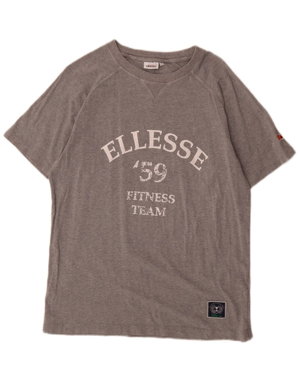 Ellesse Mens Graphic T-Shirt Top Large Grey Flecked Cotton