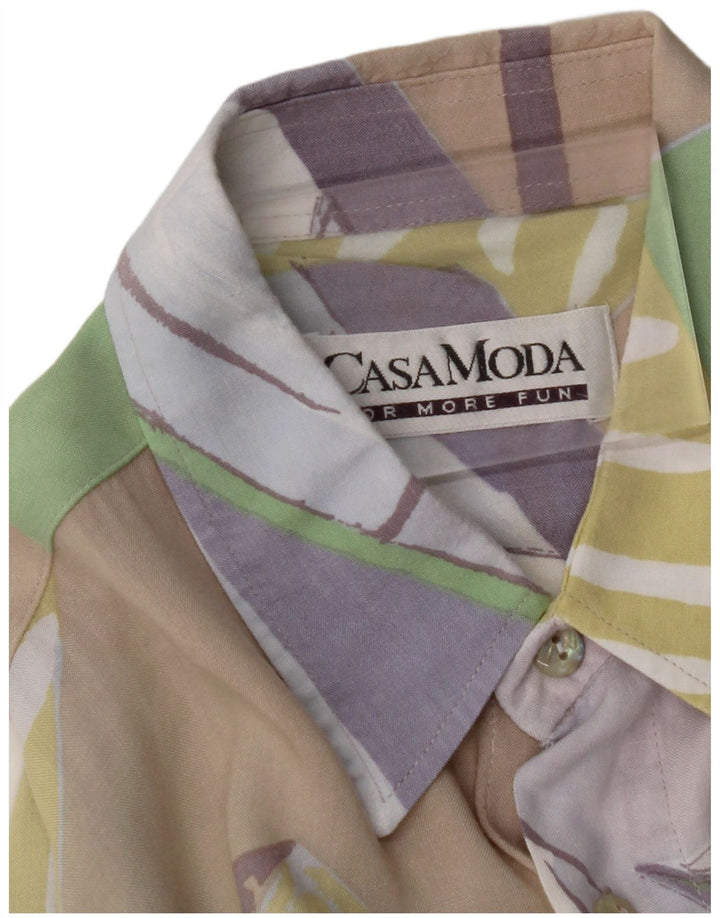 CASA MODA Camisa masculina de manga curta grande patchwork multicolorido