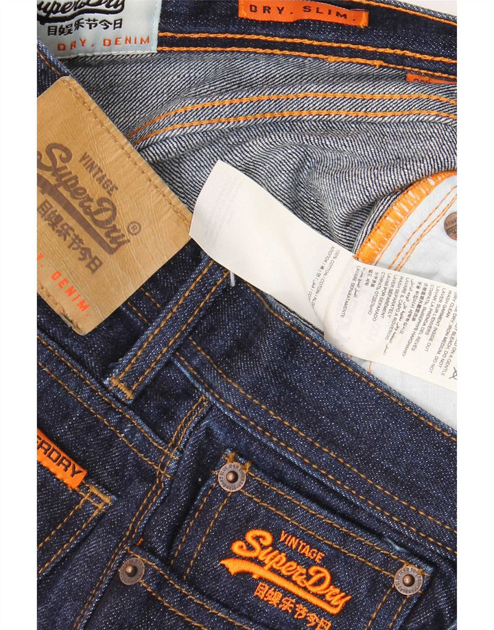Superdry Jeans Slim Feminino W28 L30 Azul Marinho Algodão
