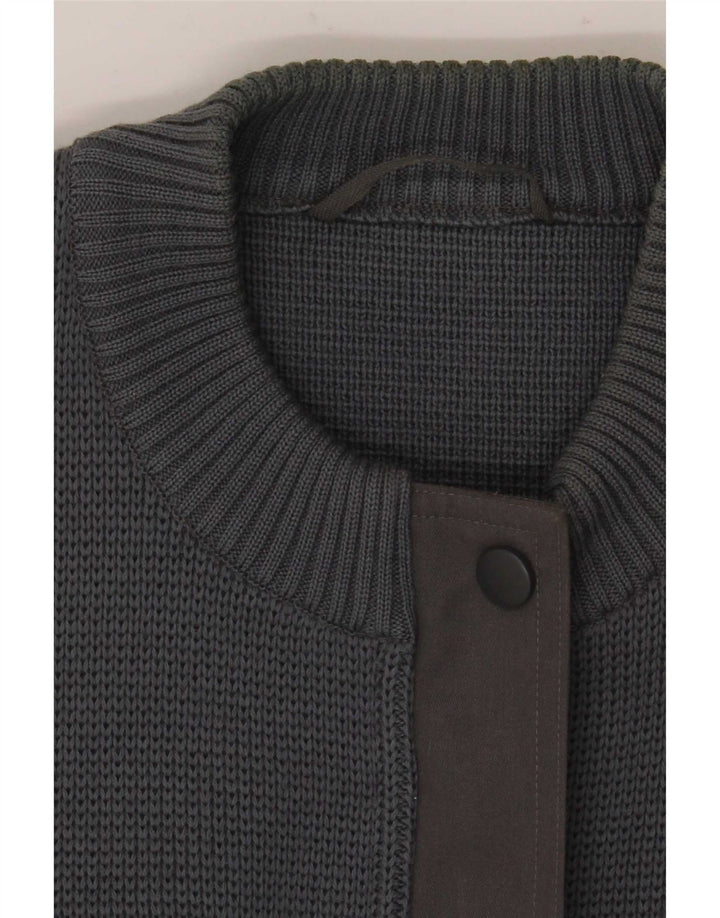 Suéter Cardigan Masculino Vintage EU 40 Lã Cinza Médio