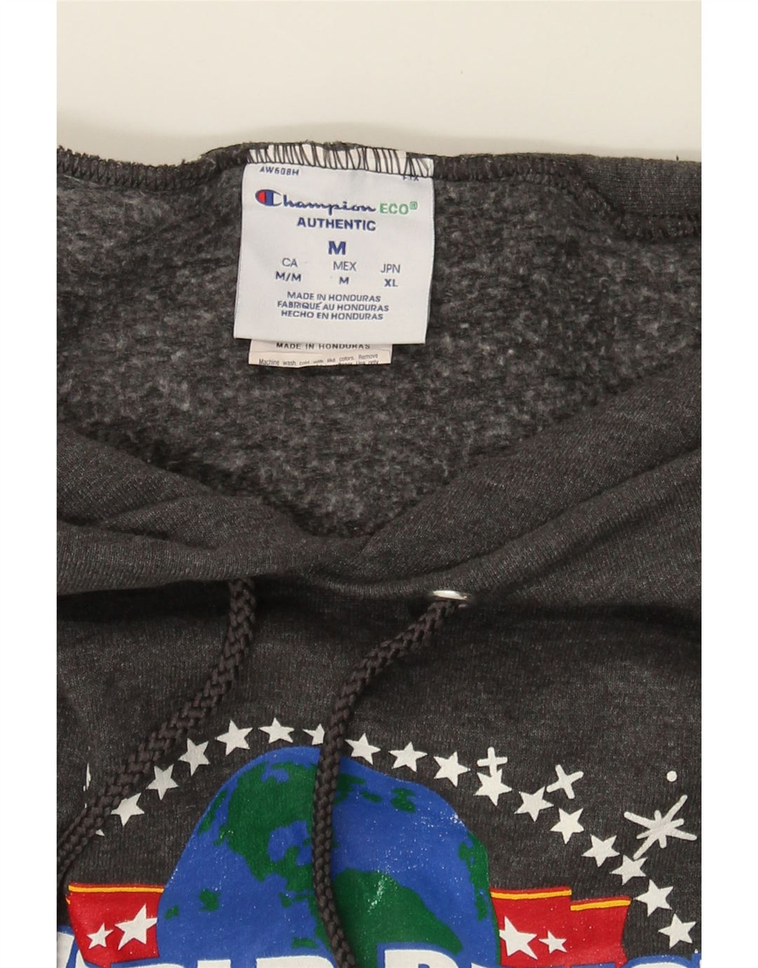 CHAMPION Womens Graphic Hoodie Jumper UK 14 Medium Grey Cotton Vintage Champion and Second-Hand Champion from Messina Hembry 