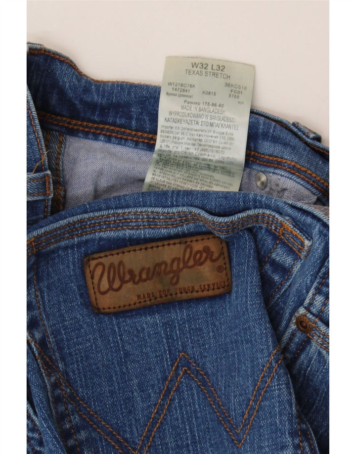 Wrangler Masculino Texas Stretch Straight Jeans W32 L32 Azul Algodão