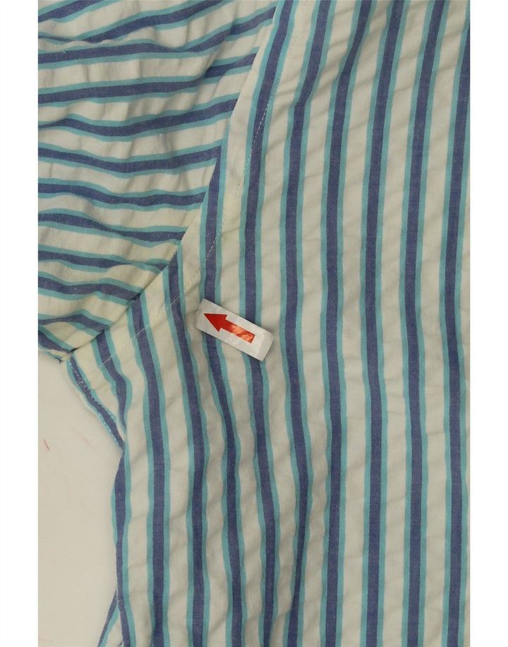 Camisa masculina Best Company grande algodão listrado azul