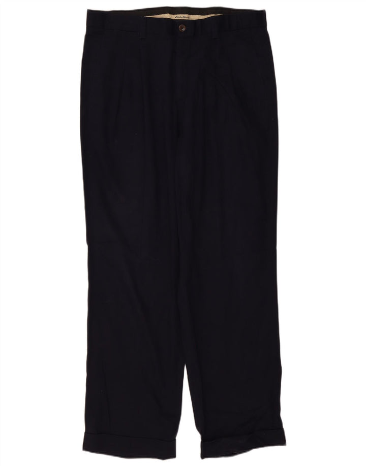 Calça chino masculina Eddie Bauer resistente a rugas W35 L32 azul marinho clássico