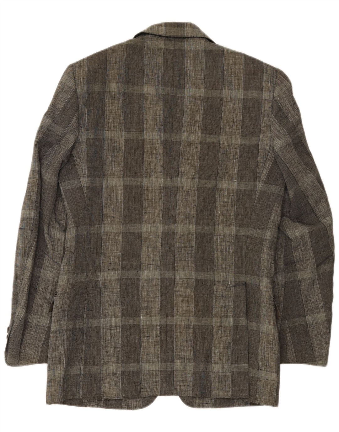 Jaqueta blazer masculina Trussardi com 2 botões IT 46 linho xadrez cinza pequeno
