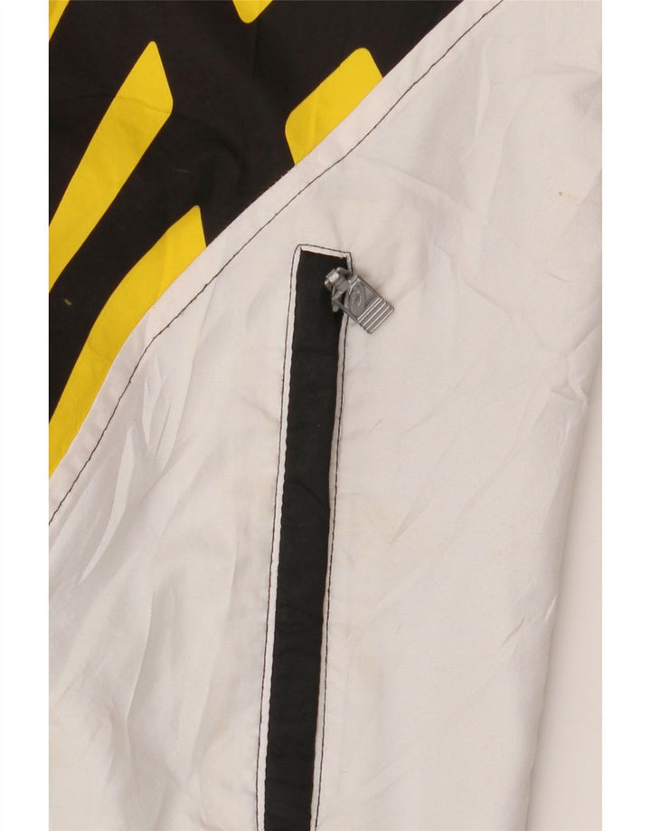 Jaqueta de chuva masculina ASICS com capuz UK 40 grande bloco colorido preto