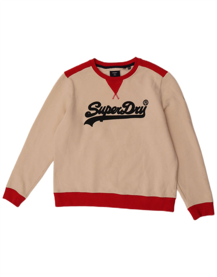 Superdry moletom feminino jumper UK 12 médio off white colorblock