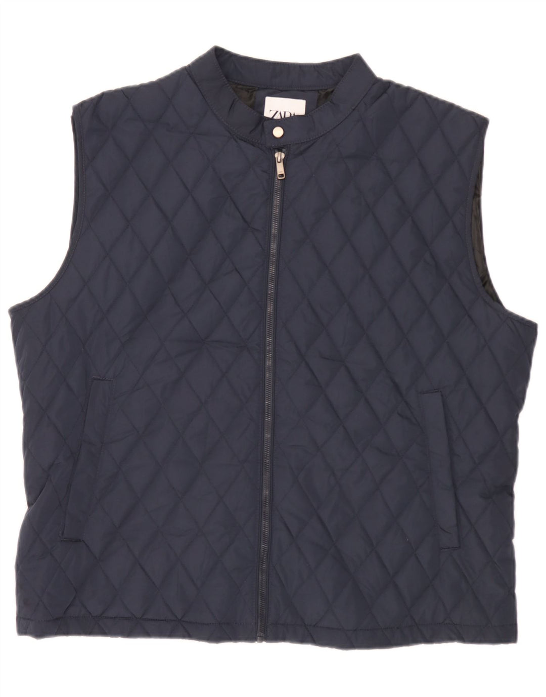 Colete acolchoado masculino Zara UK 44 2XL poliéster azul marinho