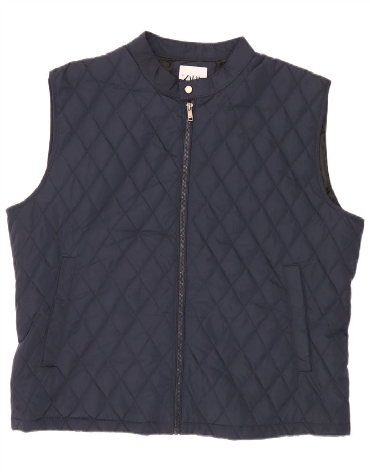 Colete acolchoado masculino Zara UK 44 2XL poliéster azul marinho