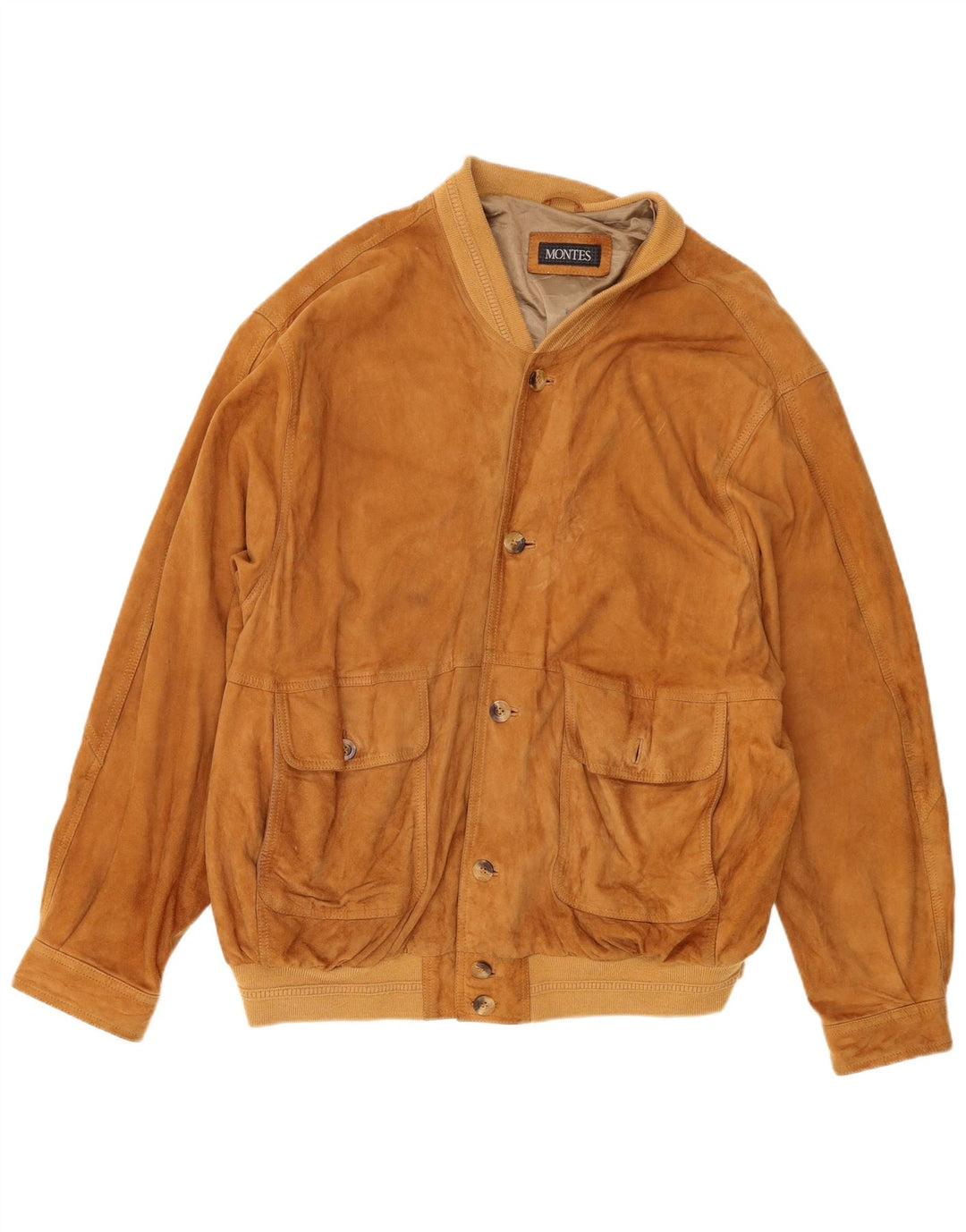 Jaqueta masculina de couro Bomber Montes UK 42 XL couro marrom