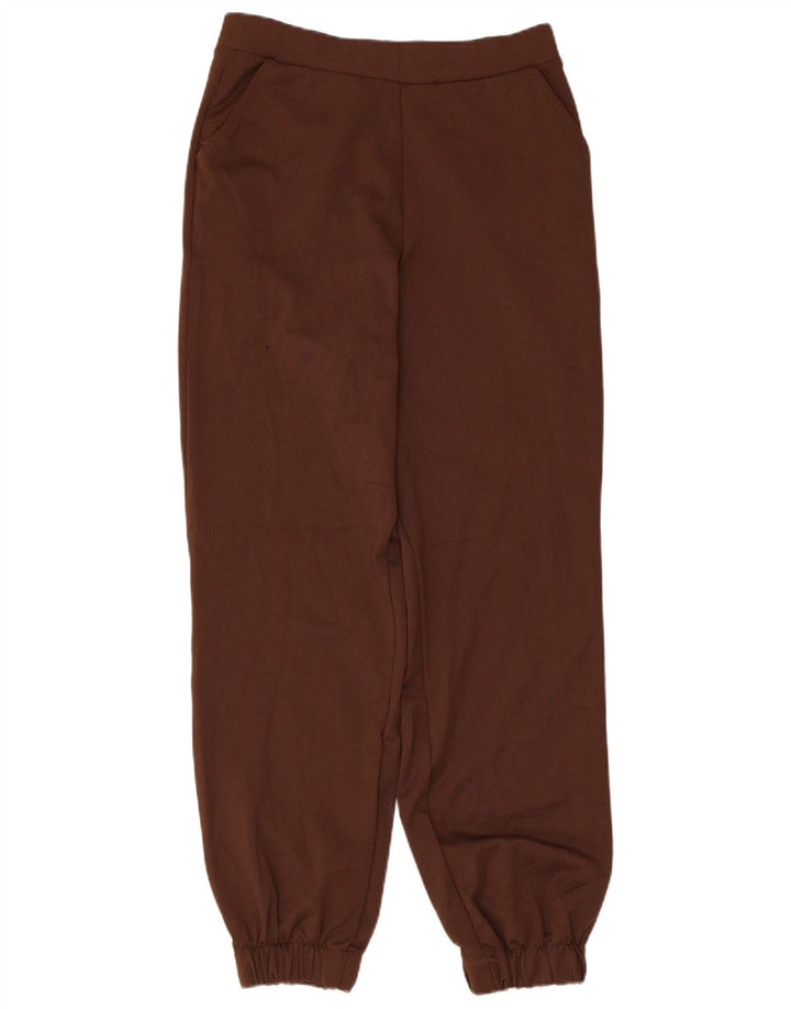 Calça de treino feminina Zara Joggers UK 14 poliéster marrom médio