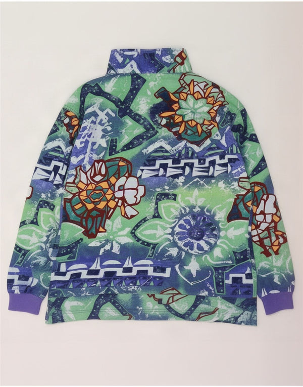 Maser M moletom feminino com gola com zíper UK 16 grande floral multicolorido