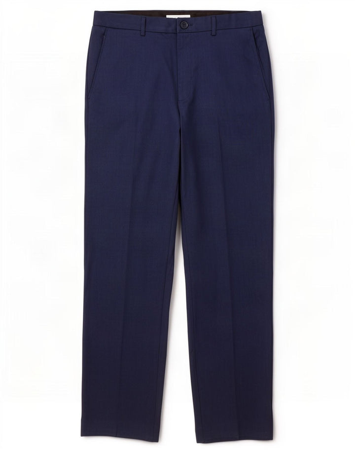 Calça masculina de terno reto Marks & Spencer W32 L31 azul marinho poliéster