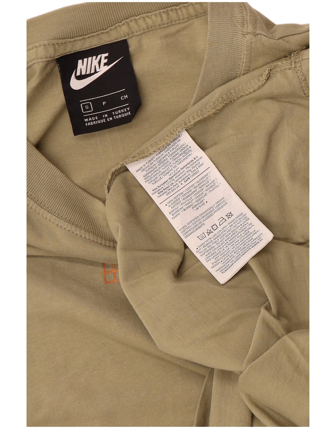 Camiseta Nike masculina gráfica Top pequeno algodão cáqui