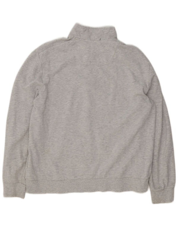 Moletom masculino Calvin Klein com gola com zíper e moletom XL cinza manchado de algodão