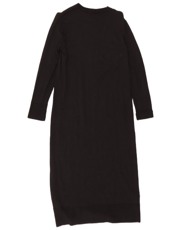 Zara vestido feminino de manga comprida, Reino Unido 8, pequeno, preto, viscose