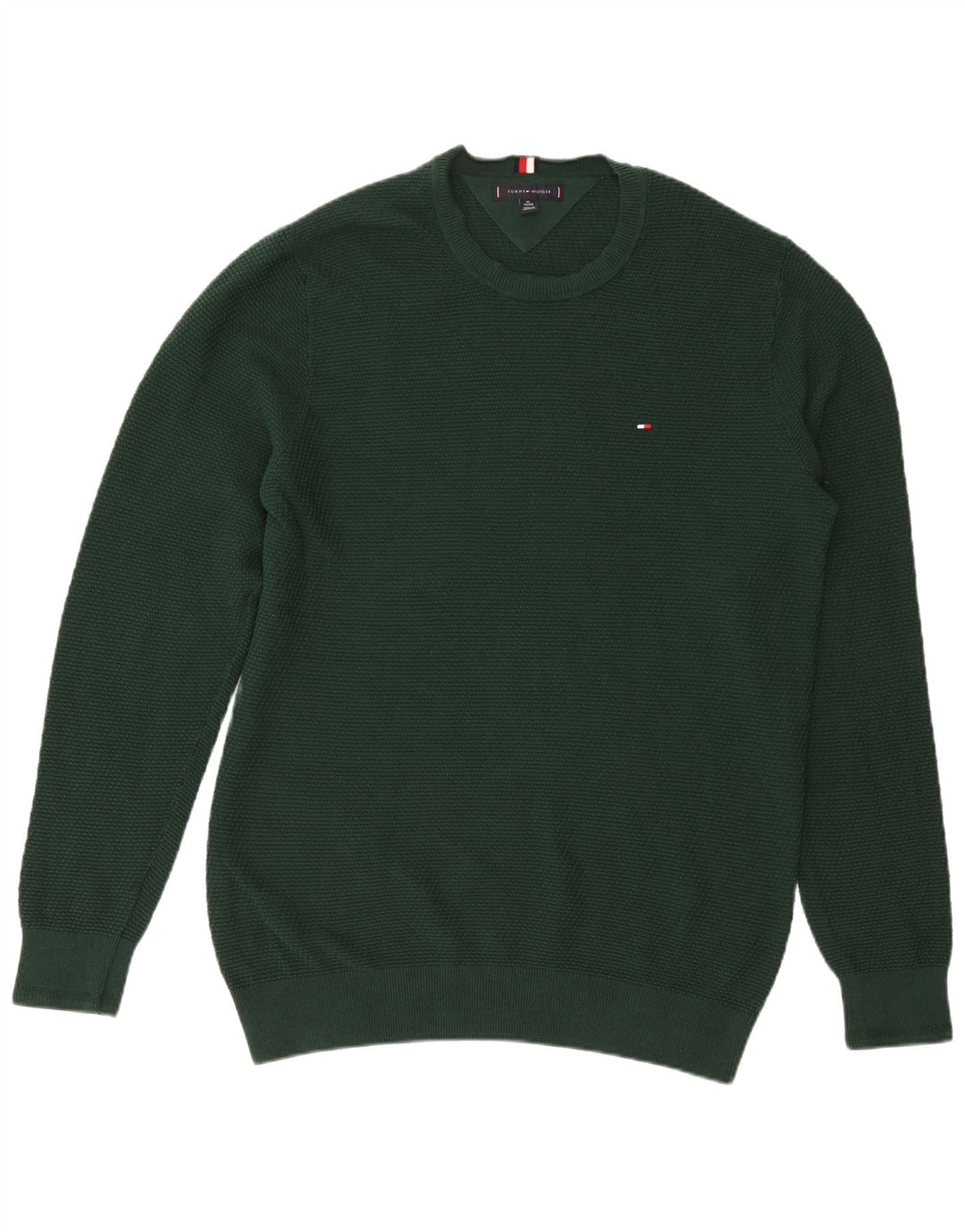 TOMMY HILFIGER Suéter masculino com gola redonda XL algodão verde