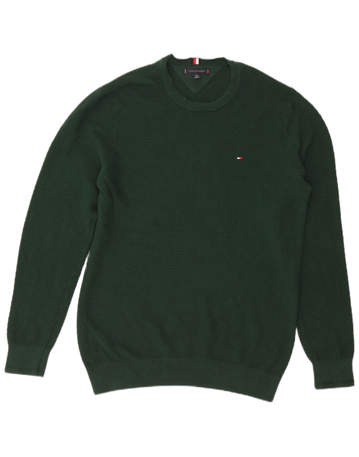 TOMMY HILFIGER Suéter masculino com gola redonda XL algodão verde