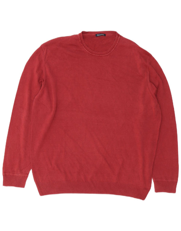Suéter masculino Massimo Dutti com gola redonda 2XL algodão borgonha