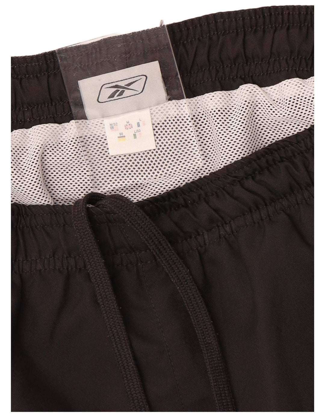 Shorts esportivos masculinos Reebok médio preto colorblock