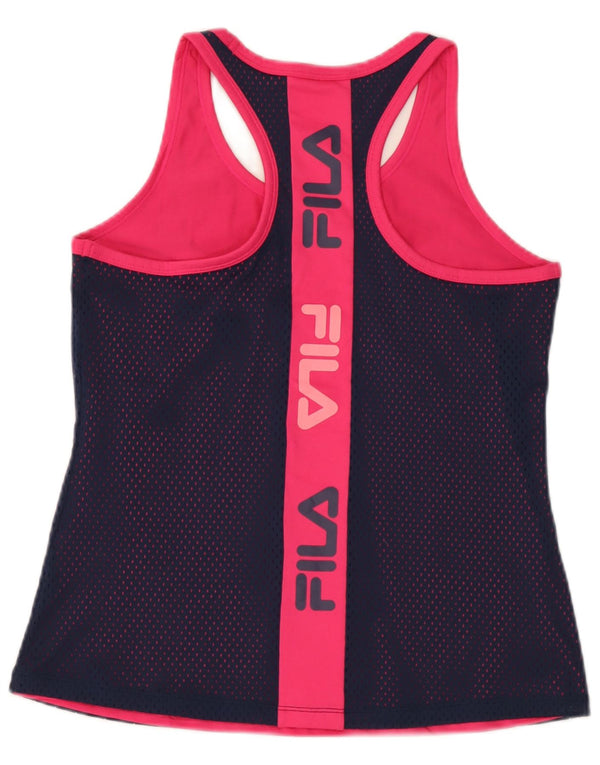Fila Womens Graphic Vest Top UK 12 Médio Azul Marinho Colourblock Poliéster