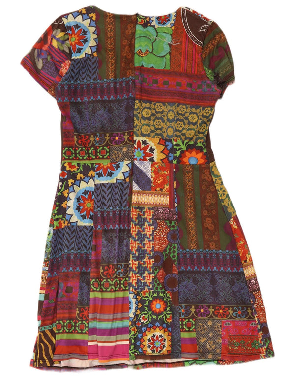 Vestido feminino Desigual com estampa A-Line UK 14 patchwork grande multicolorido
