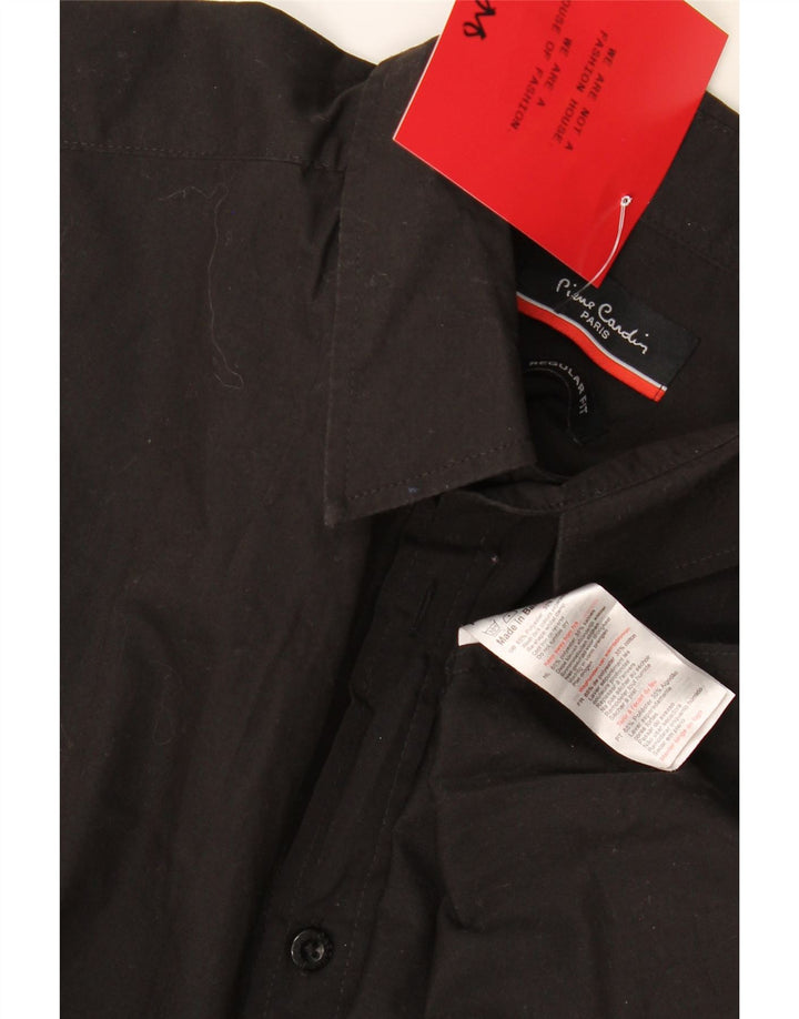 Pierre Cardin Camisa masculina de manga curta regular fit grande poliéster preto