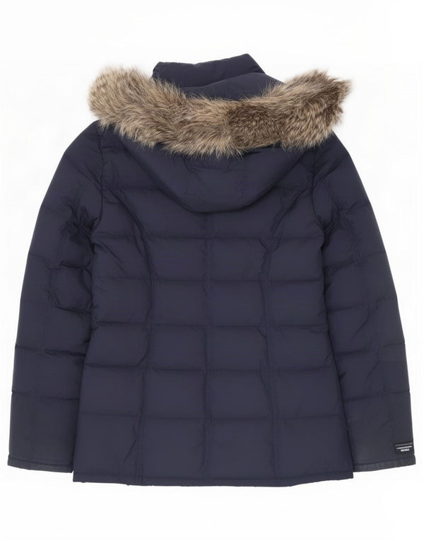 Tommy Hilfiger Jaqueta feminina acolchoada com capuz Reino Unido 10 Pequeno poliéster azul marinho