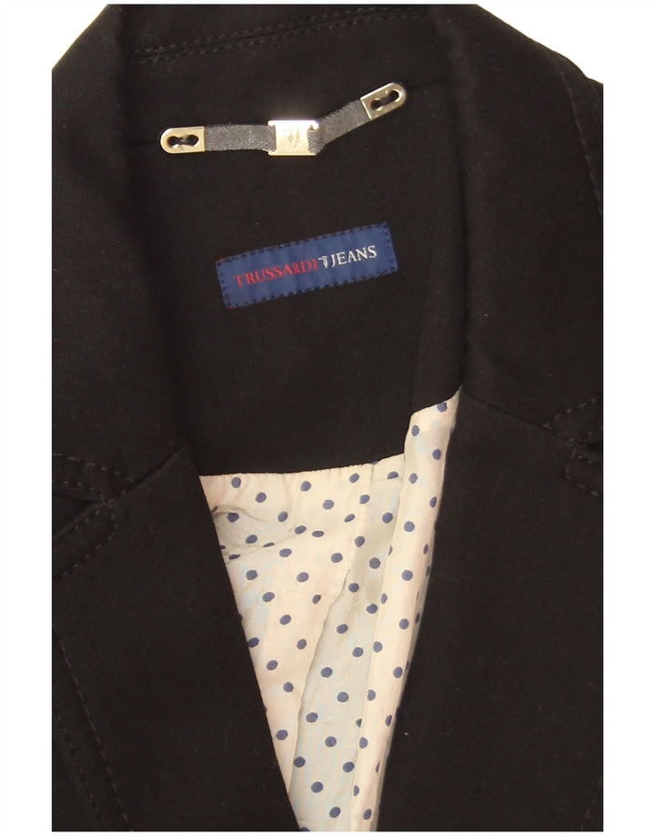 Trussardi Jeans Jaqueta blazer feminina de 2 botões Reino Unido 14 médio preto